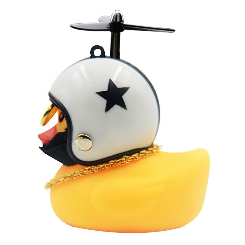 Small Yellow Duck Car Decoration Car TikTok Same Style Social Internet Celebrity Helmet Motorcycle outside Broken Wind Duck Car Decoration