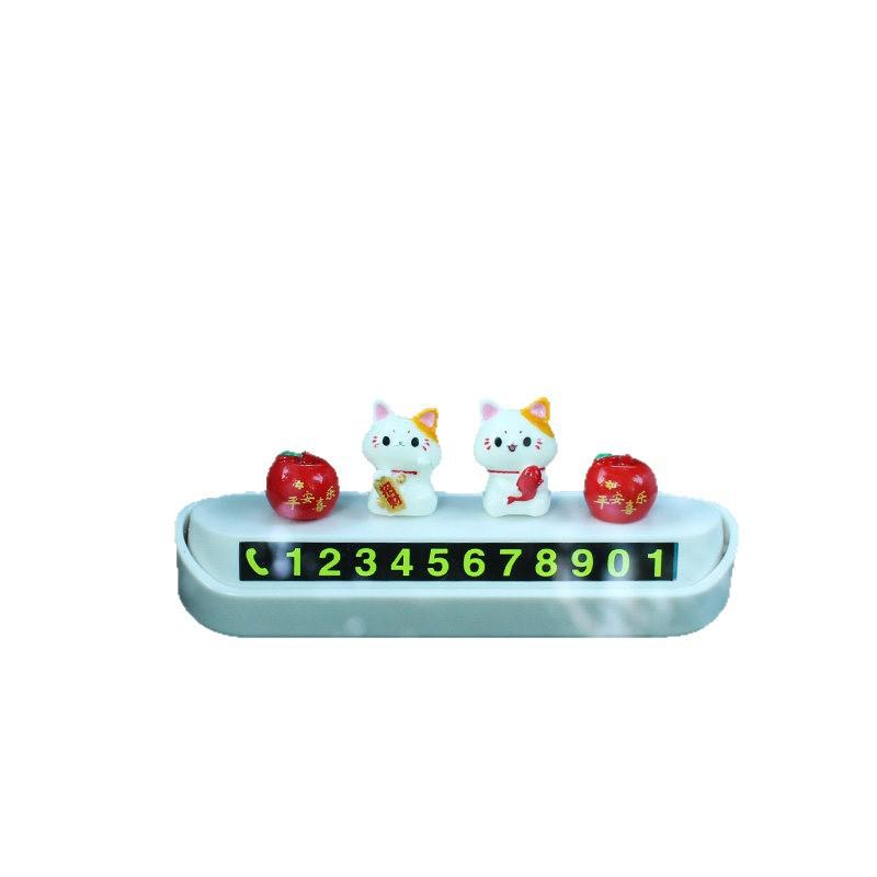 Car Temporary Parking Number Card Lucky Cat Mobile Phone Card Car Doll Mobile Card Decoration Creative Ornaments