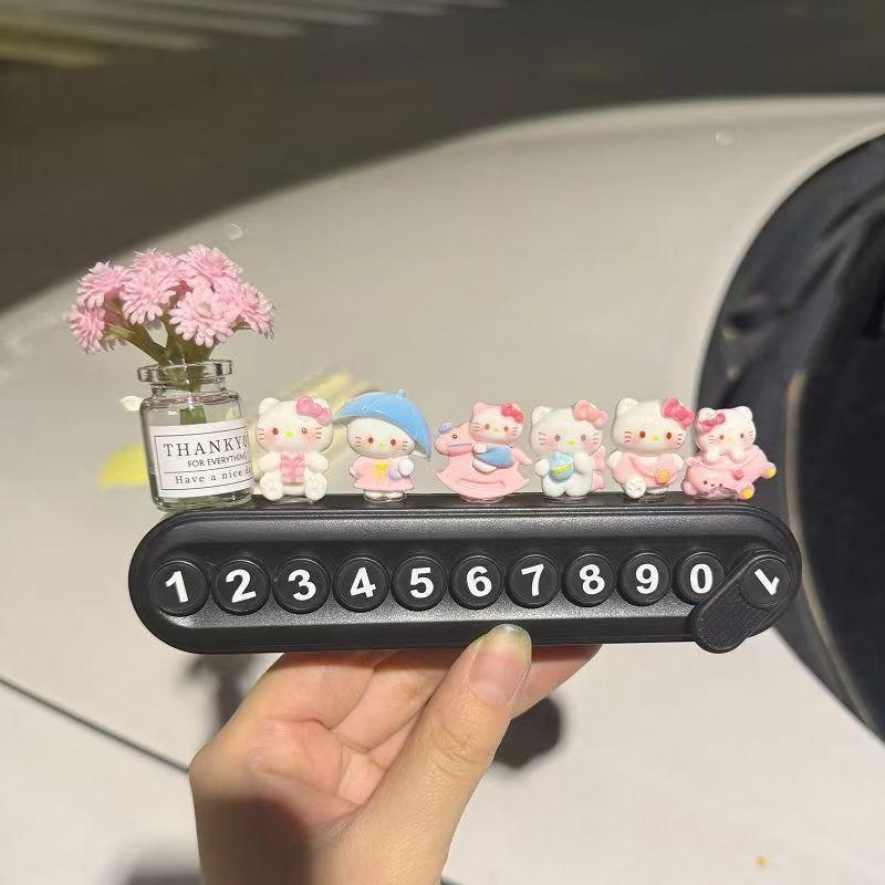 Car Parking Number Plate 2025 New Cute KT Cat Car Mobile Phone Plate Car Accessories Decoration Female HR