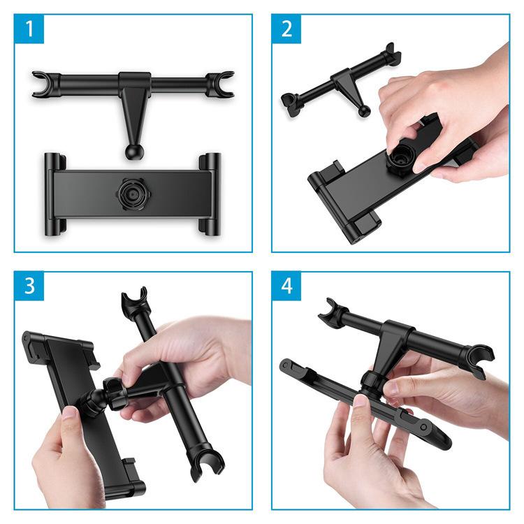 Cross-Border Car Mobile Phone Bracket Rear Bracket Car Rear Pillow Bracket Snap-on Tablet Bracket Telescopic Bracket