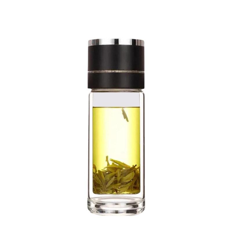 Wholesale One-Click Open Lid Tea Separation Glass Quick Open Cup Car Double-Layer Portable Tea Cup Water Cup Printable