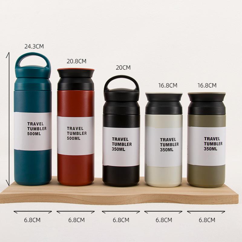 Japanese Harajuku Vacuum Cup Plastic Spray Simple 304 Stainless Steel Water Cup Portable Car Coffee Cup Student Portable Cup