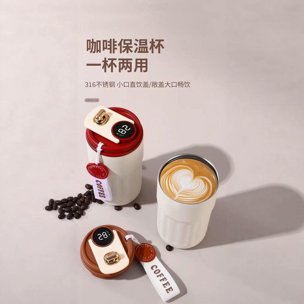 New 316 Stainless Steel Vacuum Cup High-Looking Smart Temperature Coffee Cup Portable Car Portable Double Drinking Cup