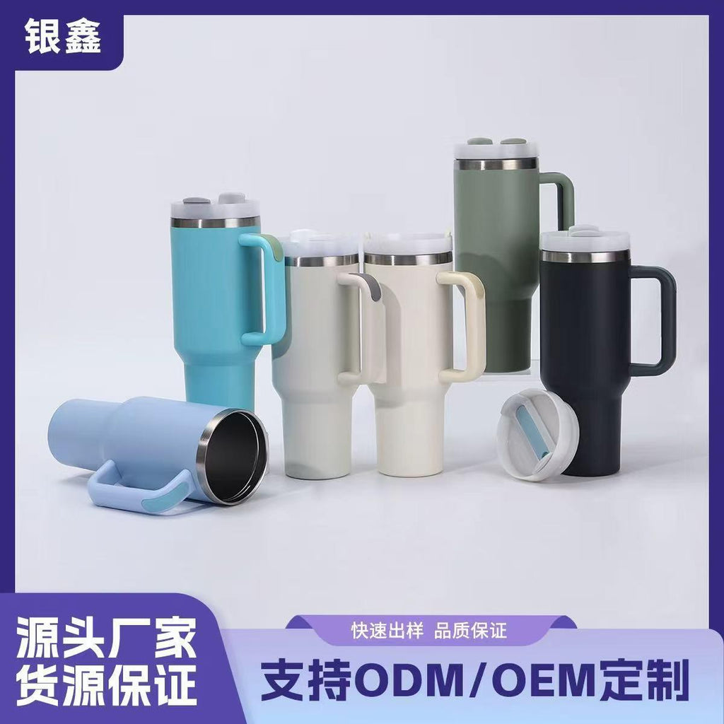 Cross-Border Second Generation 40Oz Car Cup Outdoor Car Ice Cream Cup 304 Stainless Steel Straw Vacuum Cup Printed Logo
