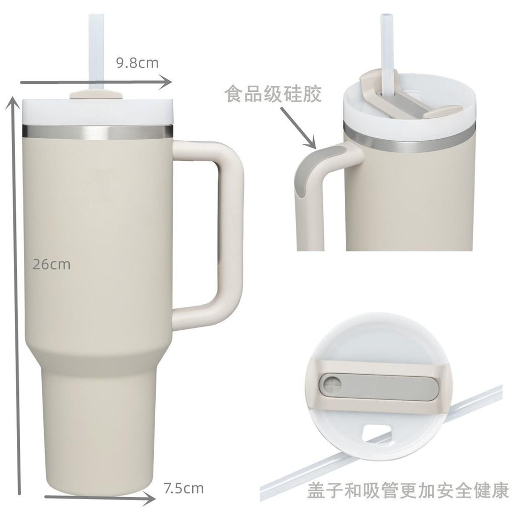 Cross-Border Second Generation 40Oz Car Cup Outdoor Car Ice Cream Cup 304 Stainless Steel Straw Vacuum Cup Printed Logo