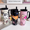 Portable 316 Stainless Steel Vacuum Cup Student Drinking Straw Cup Large Capacity High-Looking Car Ice Cream Cup Wholesale