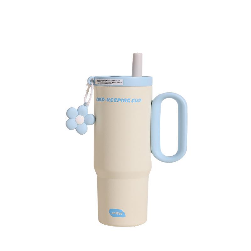 Portable 316 Stainless Steel Vacuum Cup Student Drinking Straw Cup Large Capacity High-Looking Car Ice Cream Cup Wholesale