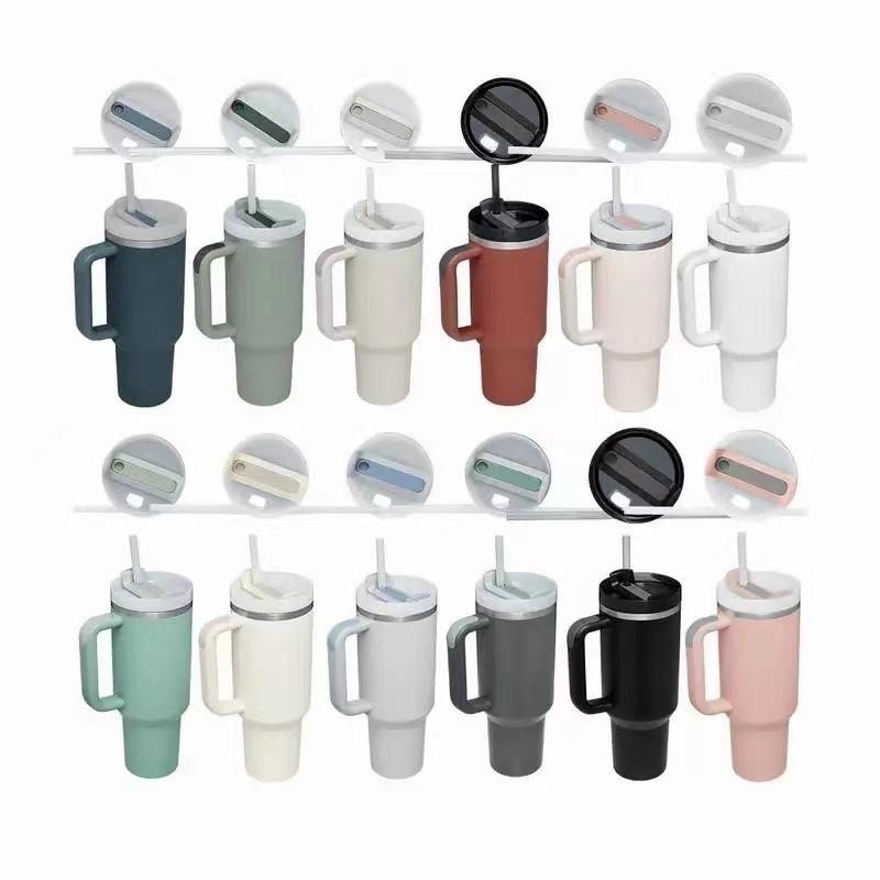 Thickened Car Cup 40Oz New Handle Cup Vacuum Cup Large Capacity Double-Layer Car Water Cup with Straw Ice Cream Cup