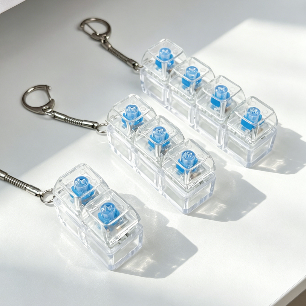 Creative High Transparent Keyboard Key Chain 234569 Decompression Toy Decompression Artifact Transparent Luminous Pendant Gift