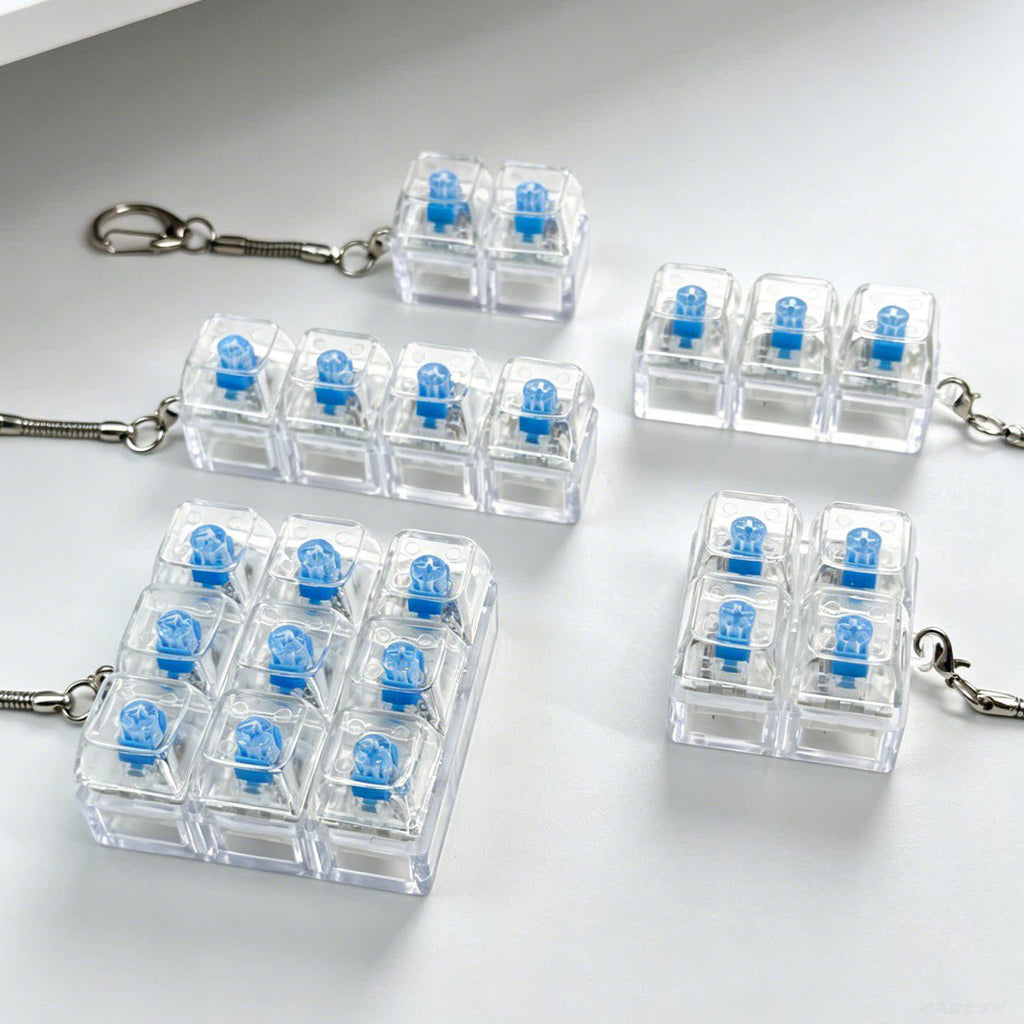 Creative High Transparent Keyboard Key Chain 234569 Decompression Toy Decompression Artifact Transparent Luminous Pendant Gift
