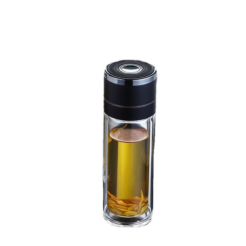 Car Quick Open Cup Tea Separation Cup Borosilicate Glass Cup One-Click Open Lid High-Grade Double-Layer Men's Business