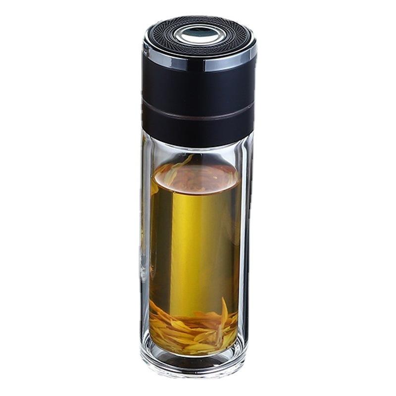 Car Quick Open Cup Tea Separation Cup Borosilicate Glass Cup One-Click Open Lid High-Grade Double-Layer Men's Business