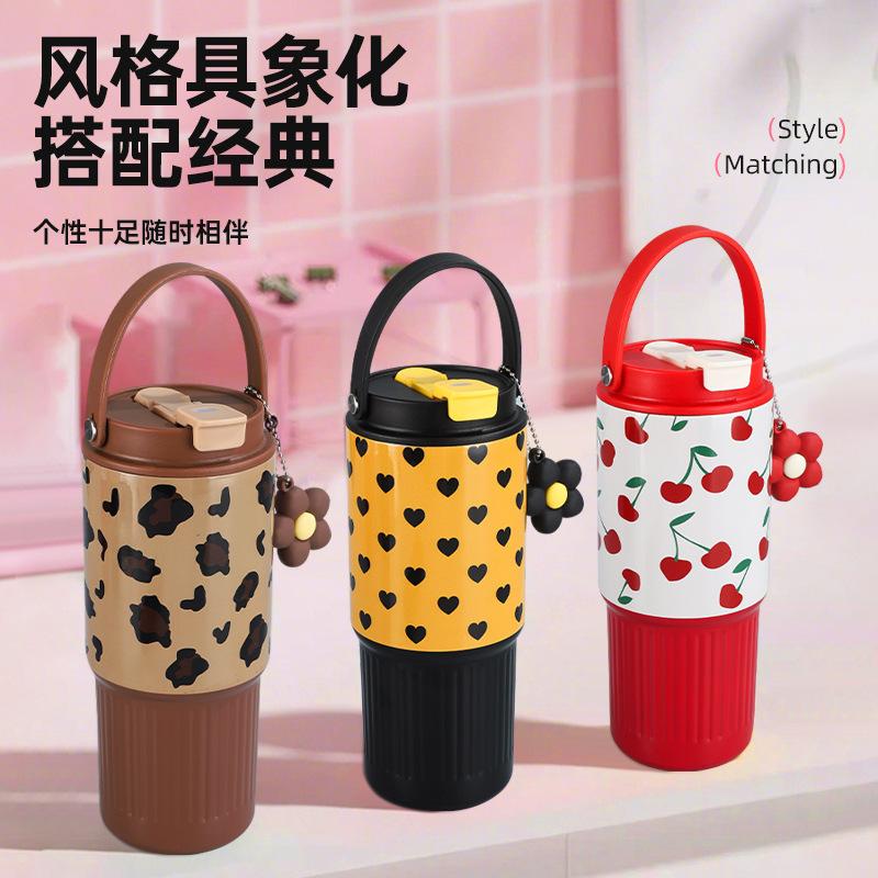 Internet Celebrity 316 Stainless Steel Vacuum Cup Outdoor Handle Cup Portable Car Cup Insulation Cold-Keeping Straw Cup