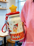 Star Person Vacuum Cup Boys and Girls High-Looking 316 Accompanying Students Portable Straw Cup Tea Separation Water Cup