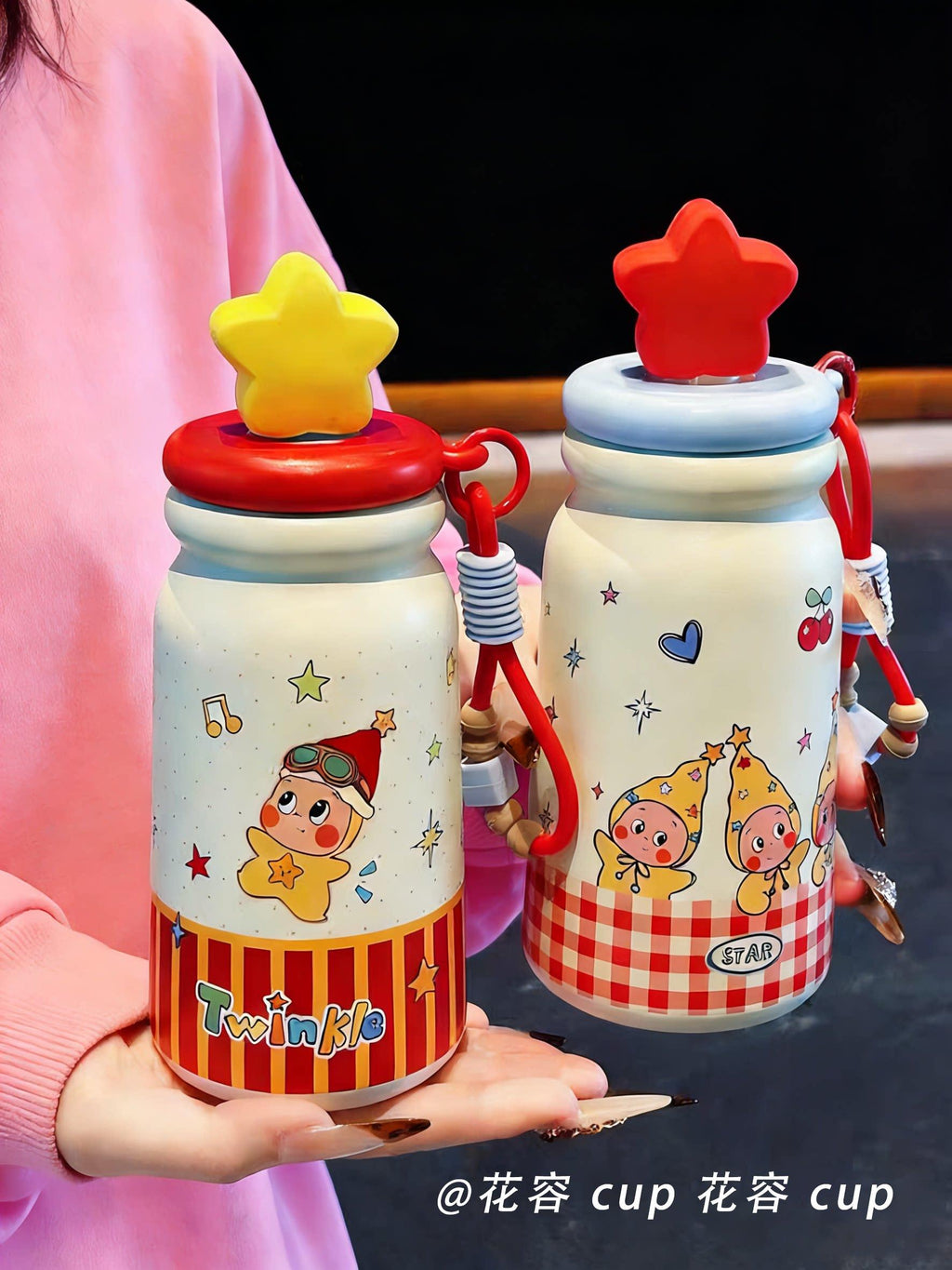 Star Person Vacuum Cup Boys and Girls High-Looking 316 Accompanying Students Portable Straw Cup Tea Separation Water Cup
