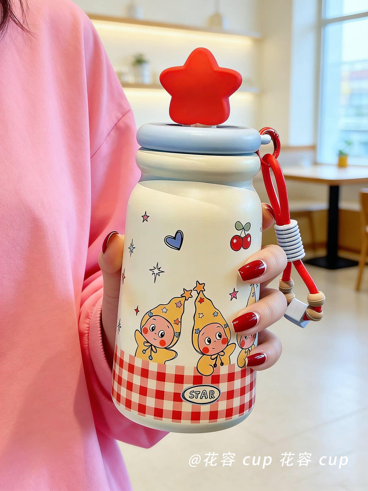 Star Person Vacuum Cup Boys and Girls High-Looking 316 Accompanying Students Portable Straw Cup Tea Separation Water Cup