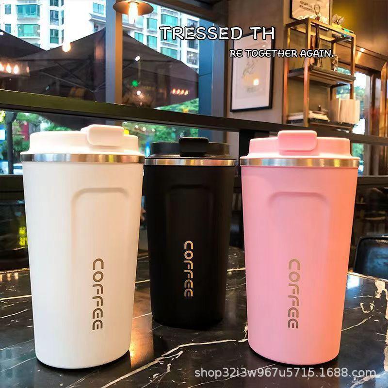 Cross-Border Stainless Steel Double-Layer Vacuum Thermos Cup Car Lid Portable Company Gift Coffee Cup Custom Logo