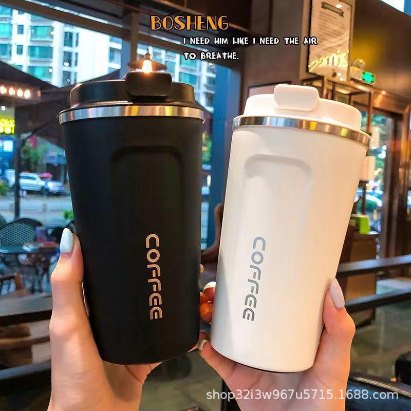 Cross-Border Stainless Steel Double-Layer Vacuum Thermos Cup Car Lid Portable Company Gift Coffee Cup Custom Logo