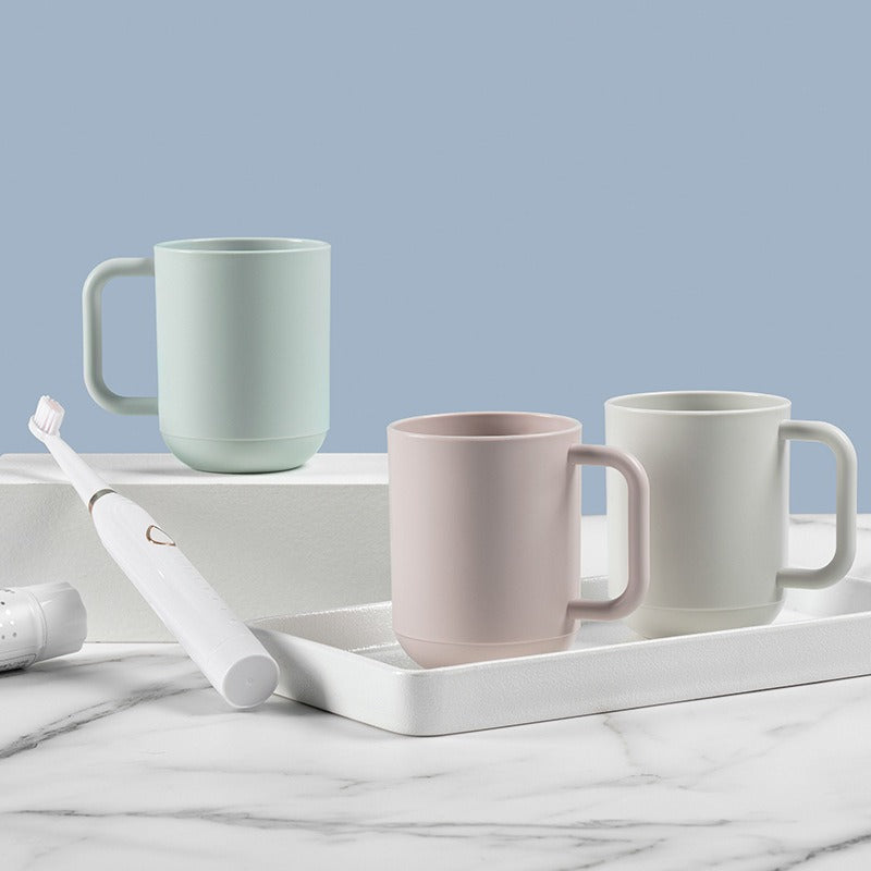 Mouthwash Cup Simple Brushing Household Wash Cup Couple Student Dormitory Water Cup with Handle Plastic Thickened Drop-Resistant
