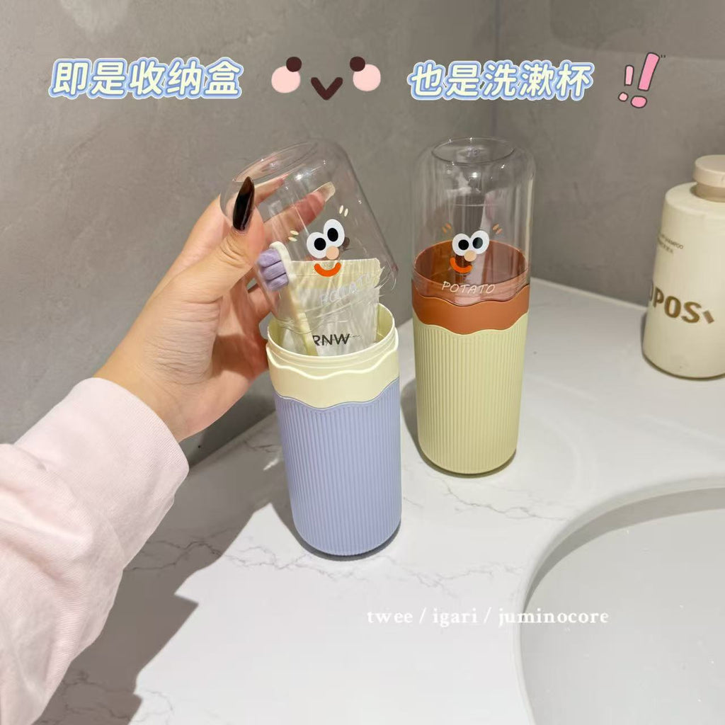 Portable High-Looking Mouthwash Cup with Lid for Travel & Student Dormitory – Toothbrush Storage Box and Wash Cup