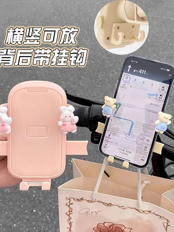 Electric Car Mobile Phone Bracket Motorcycle Navigation Bracket Anti-Shake Cute Bicycle Artifact Shockproof Mobile Phone