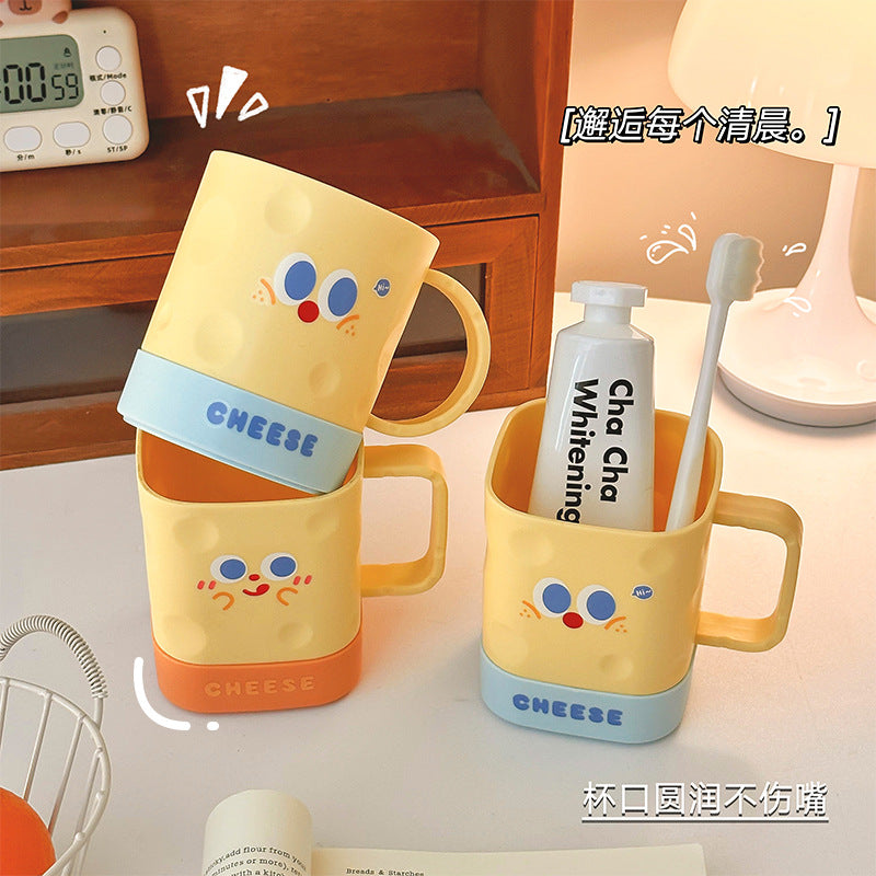 2025 New Cute Cheese Washing Cup, Brushing Cup for Student Dormitory, Couple Mouthwash Cup, Household Toothbrush