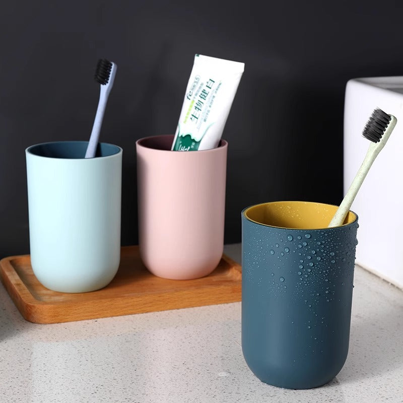 Contemporary Minimalist Two-Tone Mouthwash Cup – Creative Household Water Cup and Toothbrush Cup, Thickened Plain Rinse Cup