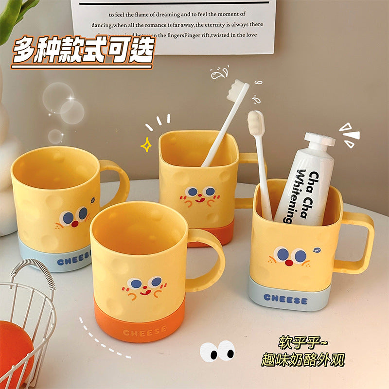 2025 New Cute Cheese Washing Cup, Brushing Cup for Student Dormitory, Couple Mouthwash Cup, Household Toothbrush