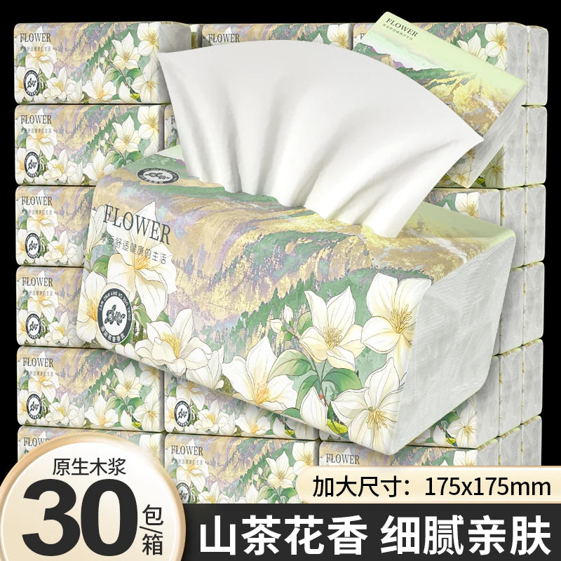 Camellia Fragrant Tissue Large Bag Tissue Full Box Affordable Toilet Paper Household Kitchen Hand Towel Paper Napkin Paper Drawer