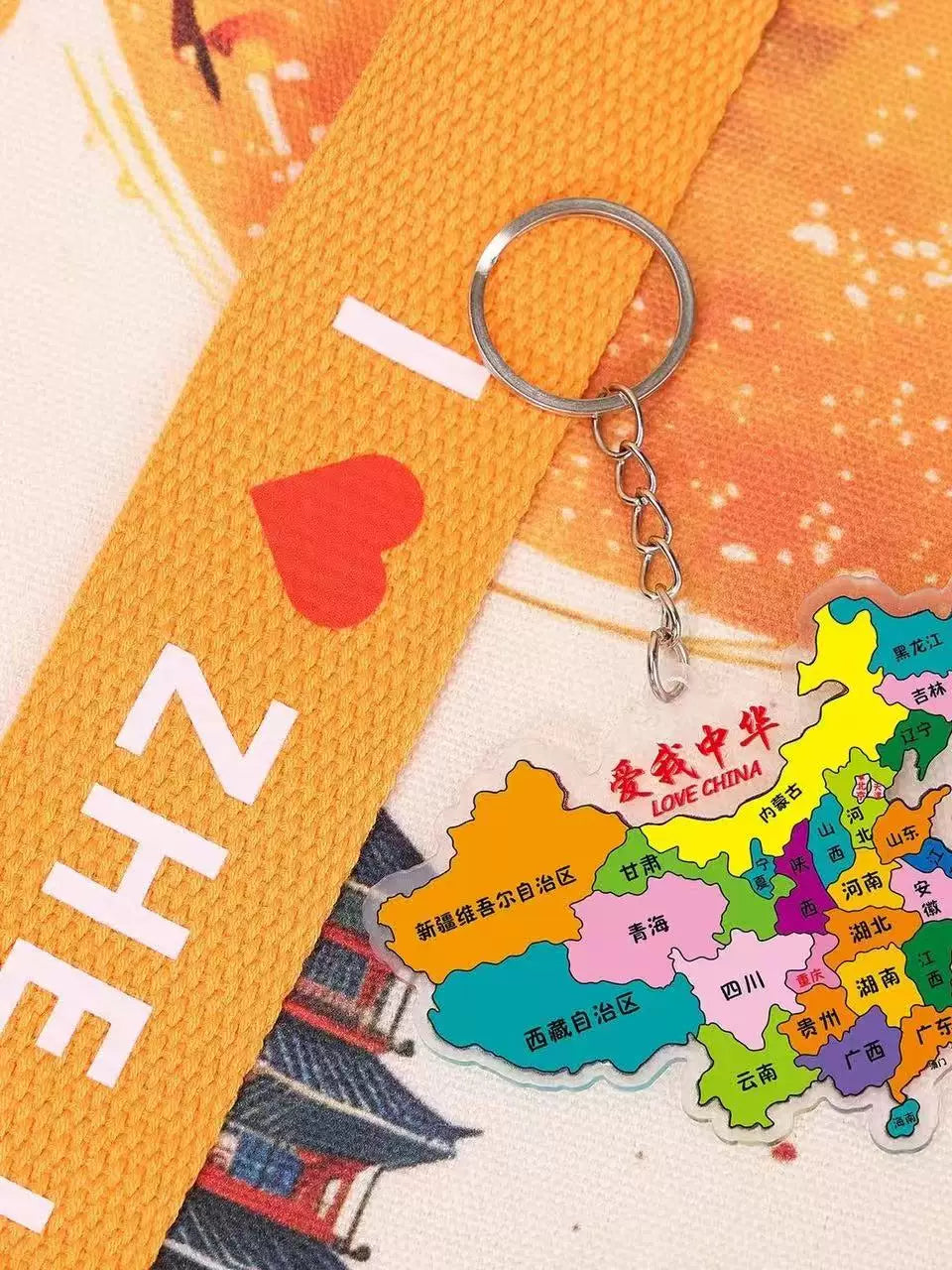 Elementary School Student Schoolbag Chinese Map Pendant Gift Keychain Ornaments Acrylic Creative Small Gift