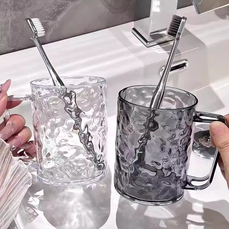 Transparent Large-Capacity Glacier Pattern Mouthwash Cup – Household Toothbrush Holder for Female Brushing
