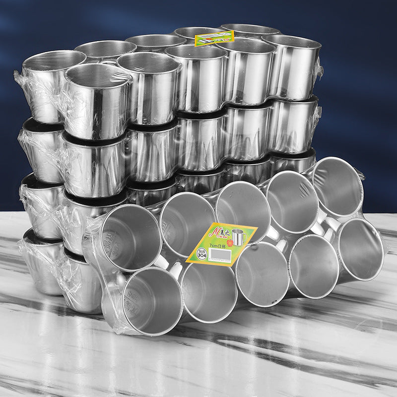 Kindergarten 304 Stainless Steel Cup Water Cup Tea Cup Tea Jar Children with Handle Small Water Cup Drinking Cup Jar