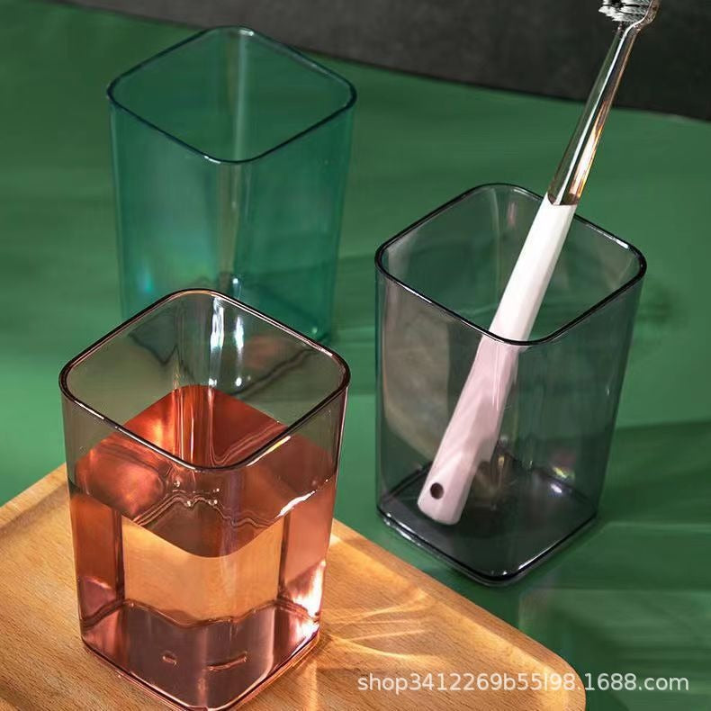 Square Household Mouthwash Cup, Integrated Transparent Tooth Cup for Couples, Student Dormitory and Daily Use