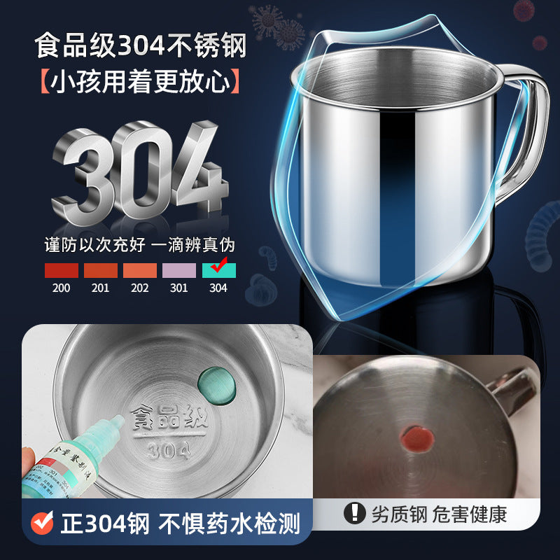 Kindergarten 304 Stainless Steel Cup Water Cup Tea Cup Tea Jar Children with Handle Small Water Cup Drinking Cup Jar