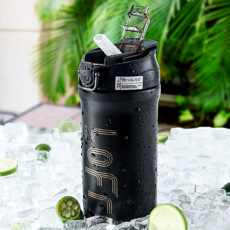 Ceramic Liner Coffee Cup Vacuum Cup Large Capacity Straw Cup Girl's High-Looking Water Cup Cold-Keeping Ice Heater Cup Male