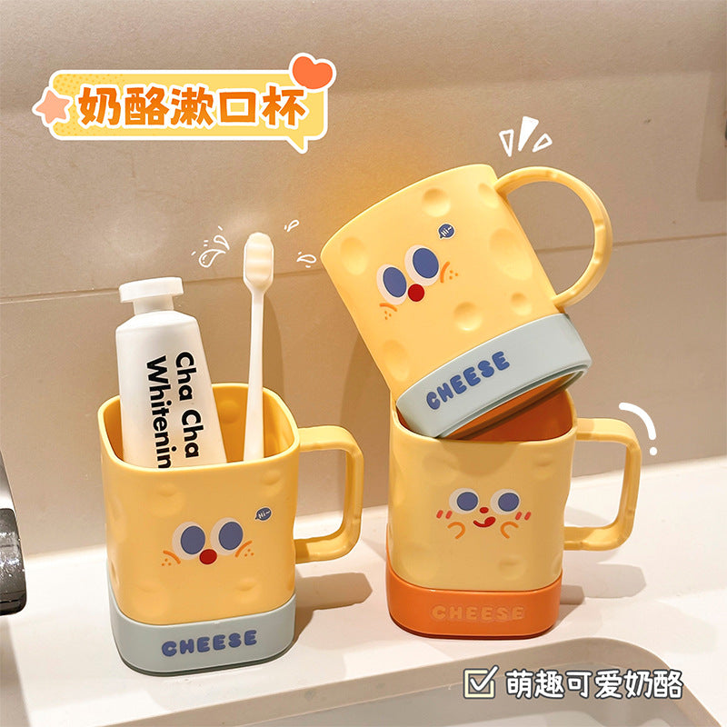 2025 New Cute Cheese Washing Cup, Brushing Cup for Student Dormitory, Couple Mouthwash Cup, Household Toothbrush