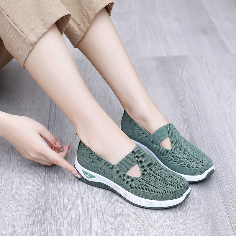 Women's Autumn Breathable Soft Bottom Shoes for Middle-Aged and Elderly Mothers Cross-Border Casual Women's Shoes All-Match Slip-on Women's Cloth Shoes