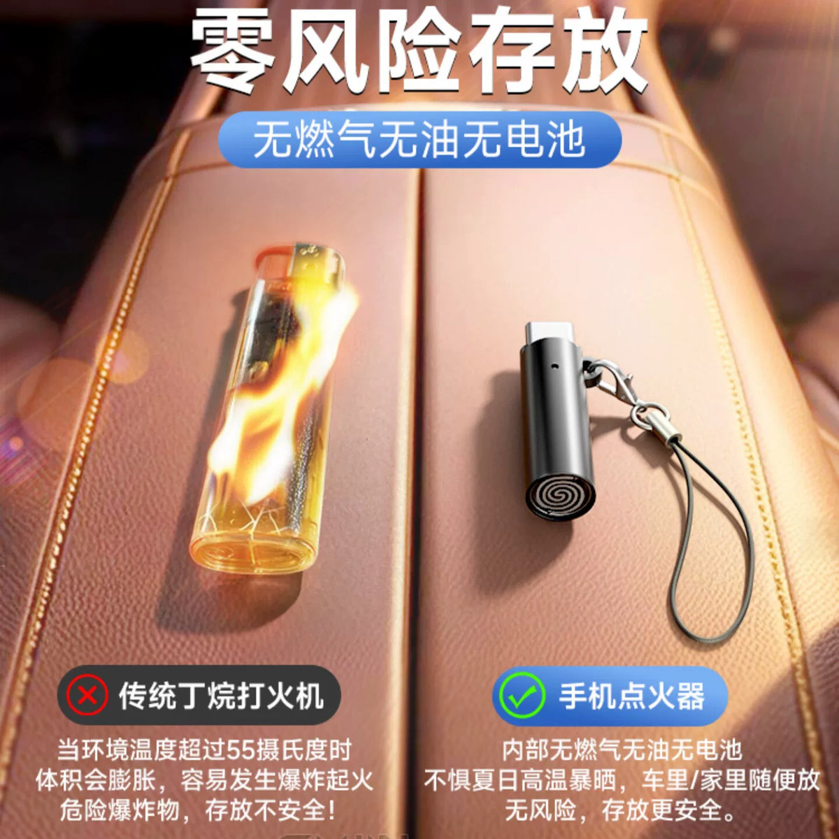 Mini Mobile Phone Cigarette Lighter Type-c Interface Portable Lighter Portable Travel Can Get on the Plane Car Cigarette Lighter