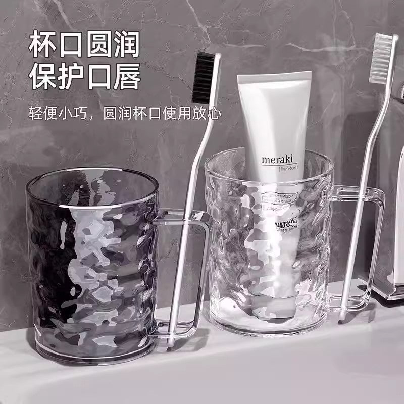 Transparent Large-Capacity Glacier Pattern Mouthwash Cup – Household Toothbrush Holder for Female Brushing