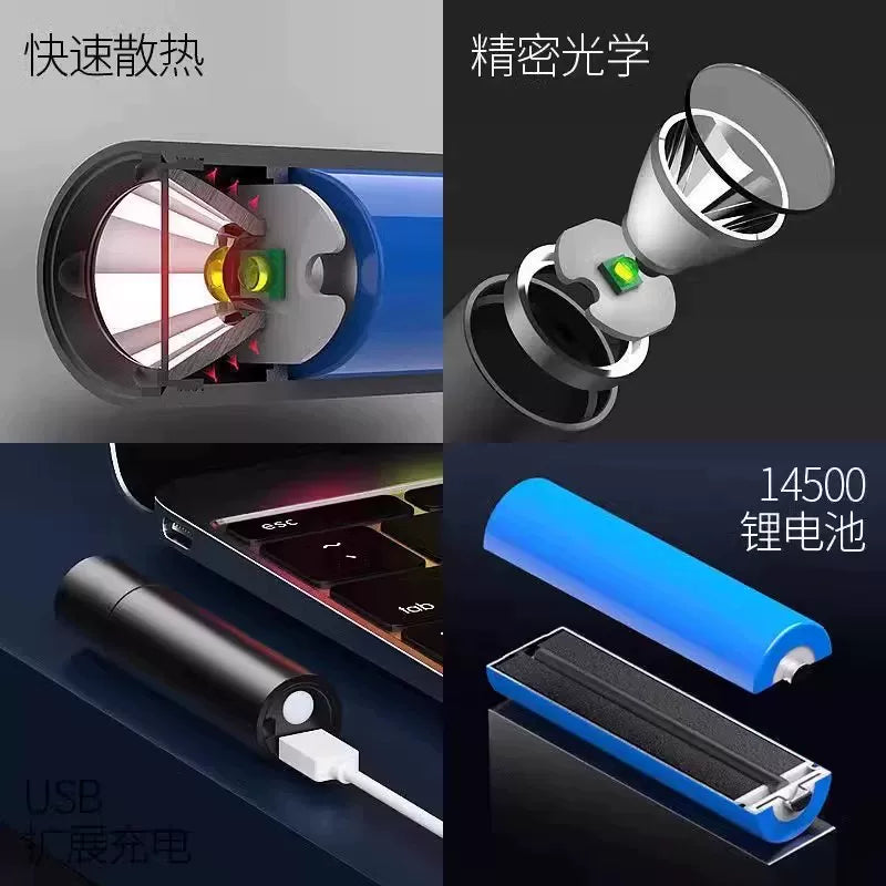 Flashlight Rechargeable Small Portable Super Bright Outdoor Durable Household Long Shot Super Long Endurance Mini Lamp