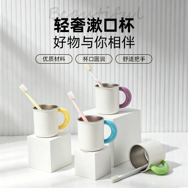 316 Stainless Steel Mouth Rinsing Cup for Children, Anti-Mildew and Antibacterial Dopamine Contrast-Color Toothbrush Cup for Home, Students, and Dormitories