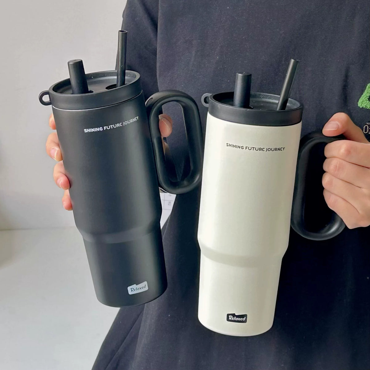316 New Stainless Steel Vacuum Cup Large Capacity High-Looking Water Cup Straw Ice Cream Cup Car Portable Cup