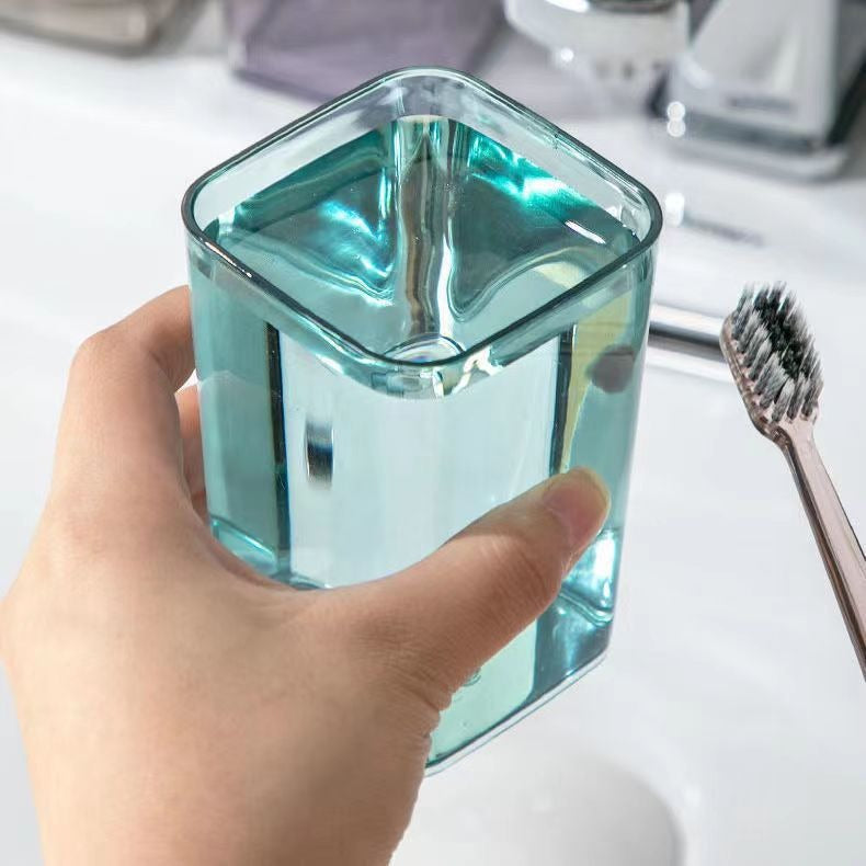 Square Household Mouthwash Cup, Integrated Transparent Tooth Cup for Couples, Student Dormitory and Daily Use