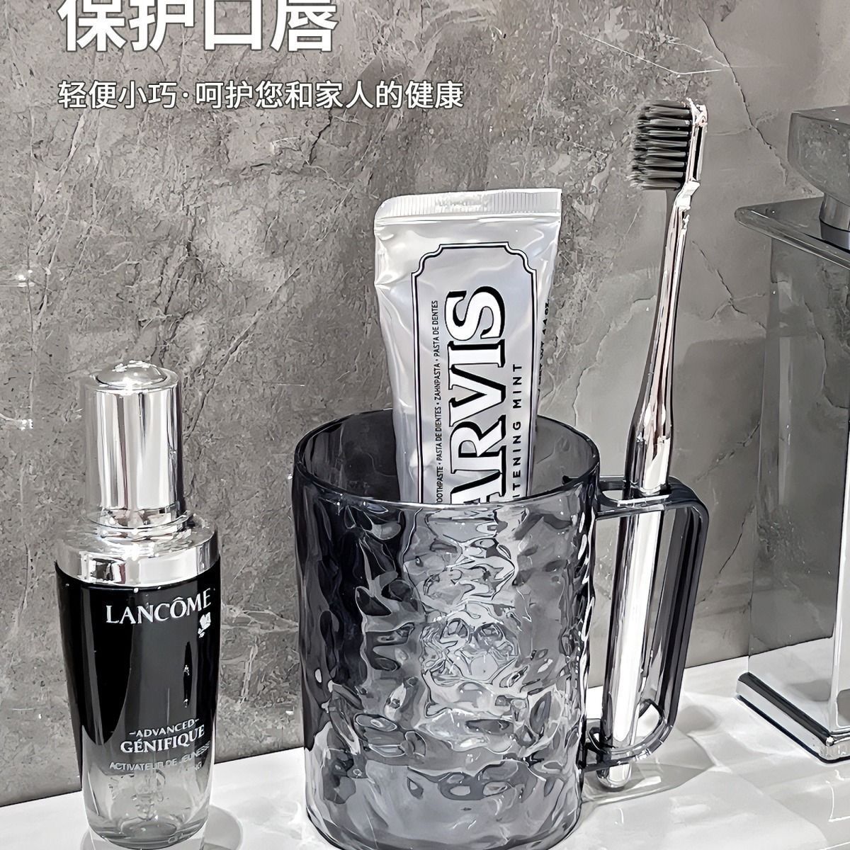 New Glacier Water Ripple Transparent Mouthwash Cup for Household, Student Dormitory, Couple Toothbrush Storage Wash Cup
