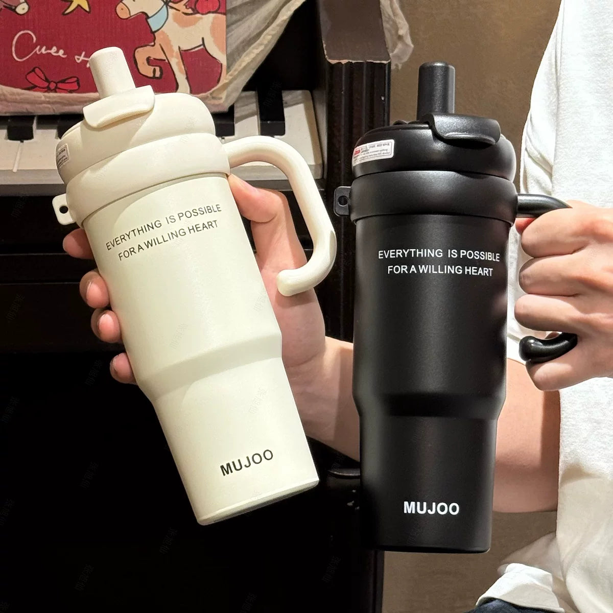 2026 New Vacuum Cup Large Capacity Tea Cup Men's Outdoor Ice Heater Straw Cup Handle Portable Portable Portable Car Cup