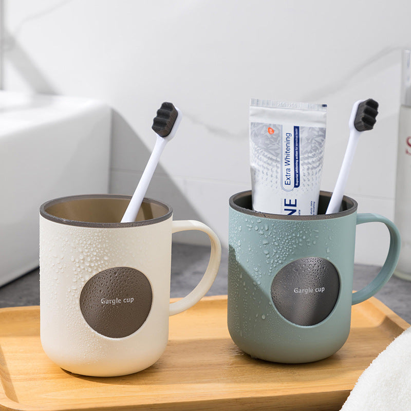 Double-Layer Contrast Color Mouthwash Cup Household Bathroom Toothbrush Cup with Handle Cute Couple Cup Drop-Resistant Wash Cup