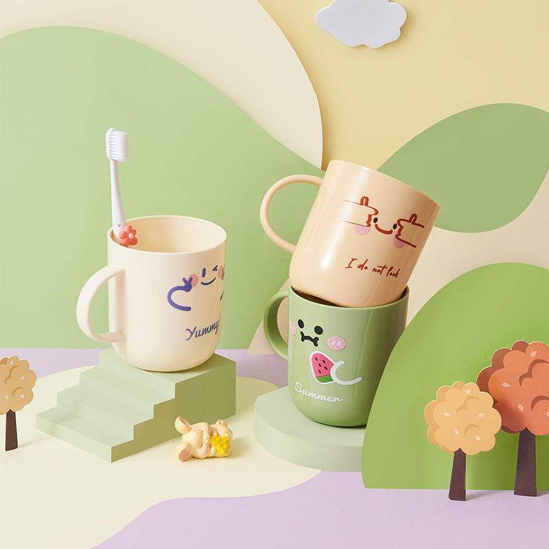 Cute Cartoon Mouthwash Cup Tooth Cup Smiley Face Children Student Dormitory Cup Tooth Cup Heat Transfer Printing Wholesale