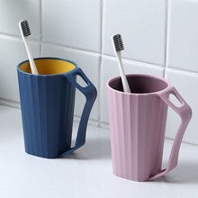 Two-Color Korean Style Mouthwash Rinse Cup with Handle for Male and Female Students - Family Toothbrush Cup for Brushing