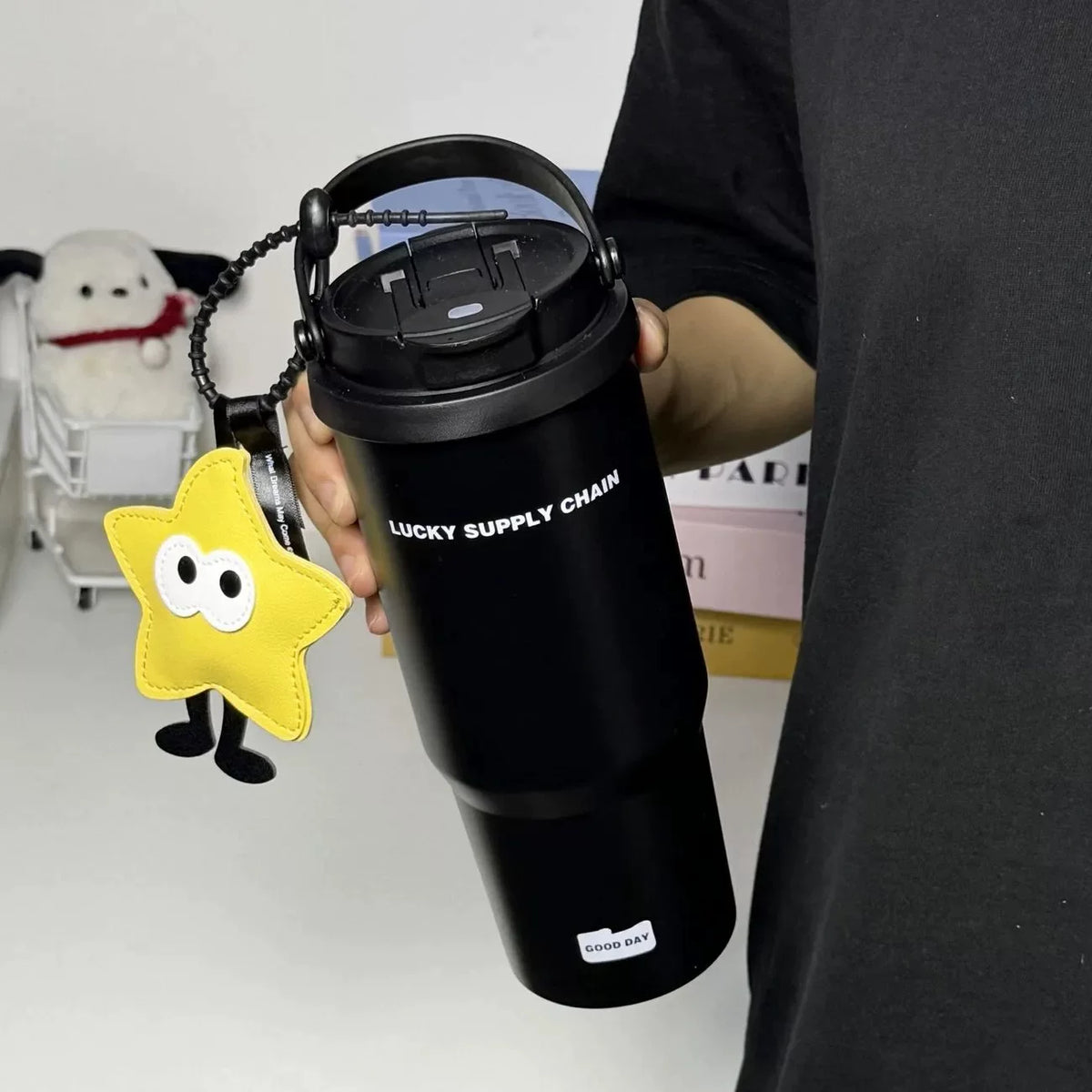 316 New Stainless Steel Vacuum Cup Large Capacity High-Looking Water Cup Straw Ice Cream Cup Car Portable Cup