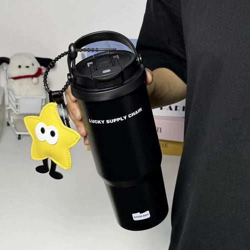 316 New Stainless Steel Vacuum Cup Large Capacity High-Looking Water Cup Straw Ice Cream Cup Car Portable Cup